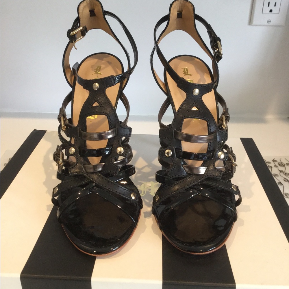 L. A. M. B. Ladonna Sandals Size 7 1/2 Black NIB - Picture 2 of 12